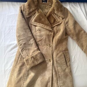 Vintage Suede Leather Duster, with fur cuffs and collar.